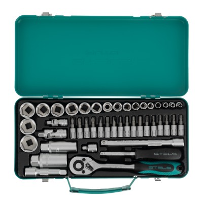 Набор торцевых головок с трещоткой, 1/4"и 3/8", 44 предмета Stels Набор торцевых головок с трещоткой, 1/4"и 3/8", 44 предмета Stels
