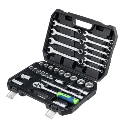 Набор инструментов, 1/2", пластиковый кейс, 32 предмета// Сибртех Набор инструментов, 1/2", пластиковый кейс, 32 предмета// Сибртех