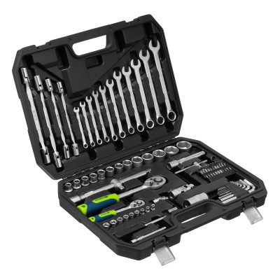 Набор инструментов, 1/2", 1/4", пластиковый кейс 89 предметов Сибртех