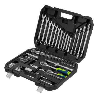 Набор инструментов, 1/2", 1/4", пластиковый кейс 89 предметов Сибртех