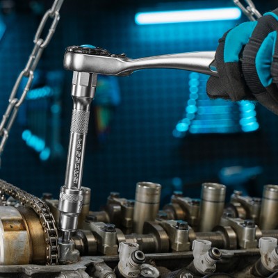 Набор торцевых головок, трещотка 120 зубьев, 1/2", CrV, 12 предметов Gross