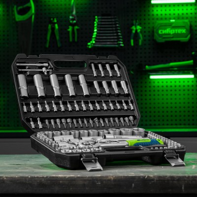 Набор инструментов, 1/2", 1/4", 108 предметов// Сибртех Набор инструментов, 1/2", 1/4", 108 предметов// Сибртех