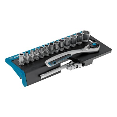 Набор торцевых головок, трещотка 120 зубьев, 1/4", CrV, 36 предметов Gross