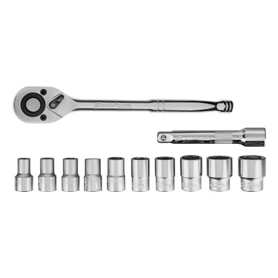 Набор торцевых головок, 1/2", головки 10 - 24 мм, с трещот. ключом, 12 предметов Matrix Набор торцевых головок, 1/2", головки 10 - 24 мм, с трещот. ключом, 12 предметов Matrix