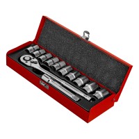 Набор торцевых головок, 1/2", головки 10 - 24 мм, с трещот. ключом, 12 предметов Matrix Набор торцевых головок, 1/2", головки 10 - 24 мм, с трещот. ключом, 12 предметов Matrix
