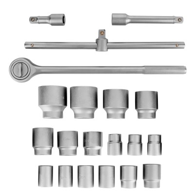 Набор торцевых головок 3/4", головки 19 х 50 мм, 20 предметов, в метал. боксе Matrix Набор торцевых головок 3/4", головки 19 х 50 мм, 20 предметов, в метал. боксе Matrix