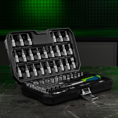 Набор инструментов, 1/4", пластиковый кейс 56 предметов Сибртех