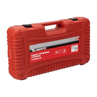 Набор торцевых головок 3/4"–1", головки 21 х 65 мм, 26 предметов, в пласт. боксе Matrix Набор торцевых головок 3/4"–1", головки 21 х 65 мм, 26 предметов, в пласт. боксе Matrix