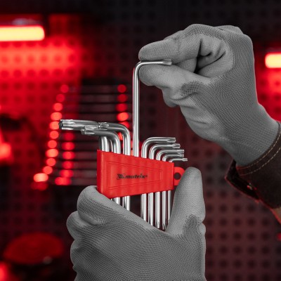 Набор ключей имбусовых Torx , 9 шт, T10-T50, CrV, коротких, с сатинированным покрытием Matrix