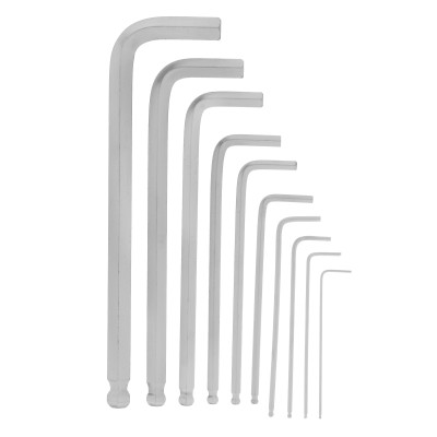 Набор ключей имбусовых HEX, 1.5-12 мм, CrV, 10 шт, удлиненных, шарообразный наконечник, с сатинированным покрытием, чехол Matrix