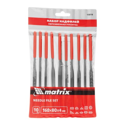 Набор надфилей, 160 х 4 мм, 10 шт, обрезиненные рукоятки Matrix Набор надфилей, 160 х 4 мм, 10 шт, обрезиненные рукоятки Matrix