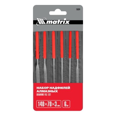 Набор надфилей алмазных, 140 х 70 х 3 мм, 6 шт Matrix