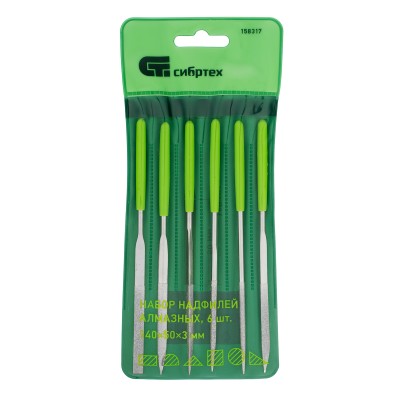 Набор надфилей алмазных, 140 х 50 х 3 мм, 6 шт Сибртех Набор надфилей алмазных, 140 х 50 х 3 мм, 6 шт Сибртех