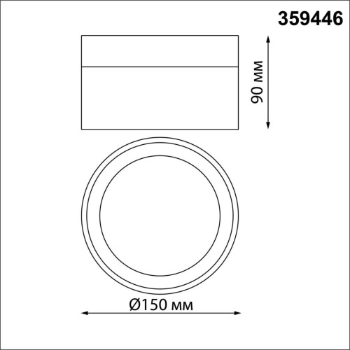 359446 OVER NT24 000 черный Светильник накладной светодиодный IP20 LED 18W 220-240V 4000K 1170Лм AURA Novotech