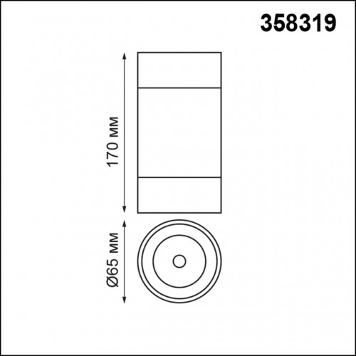 358319 OVER NT19 222 черный Светильник накладной IP20 LED 4000K 7W вниз, 3W вверх 220-240V ELINA Novotech