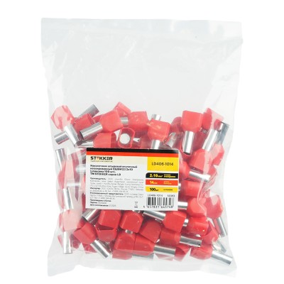LD406-1014 Наконечник штыревой втулочный изолированный НШВИ(2) 10-14 (упаковка 100 шт) 50393