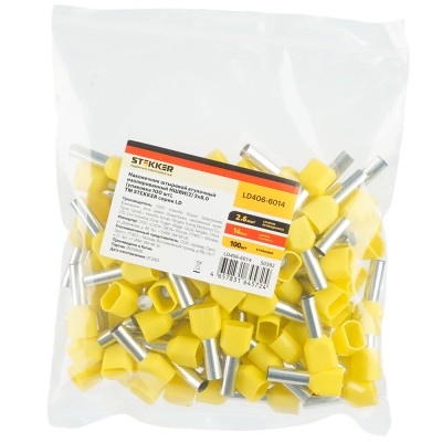 LD406-6014 Наконечник штыревой втулочный изолированный НШВИ(2) 6,0-14 (упаковка 100 шт) 50392