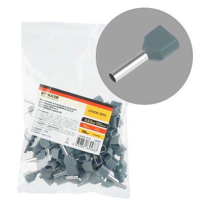 LD406-2510 Наконечник штыревой втулочный изолированный НШВИ(2) 2,5-10 (упаковка 100 шт) 50389