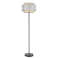 8043/1F MODERNI LN25 266 черный/серый/бежевый, металл/текстиль/ротанг Торшер Е27 1*60W 220V LAUNA