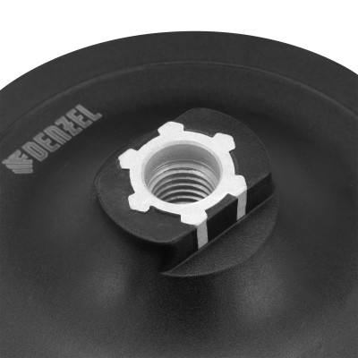 Тарелка опорная для дрели и УШМ с липучкой, 150 мм, стандартная, с адаптером c М14 на d8 Denzel