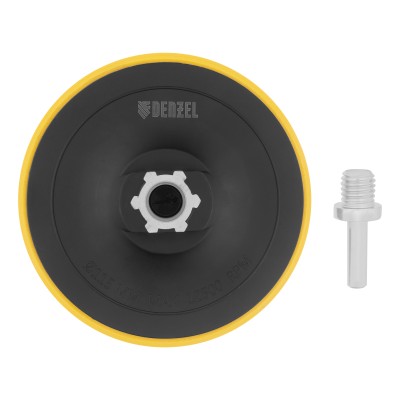 Тарелка опорная для дрели и УШМ с липучкой, 115 мм, стандартная, с адаптером c М14 на d8 Denzel