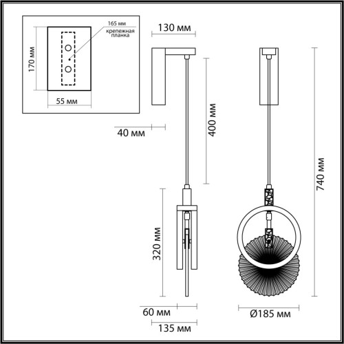 5421/17WL HIGHTECH ODL_EX25 105 черный/золото/металл/стекло Настенный светильник LED 17W 3000K 986Лм MERCURY ODEON LIGHT EXCLUSIVE