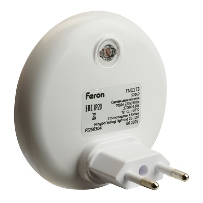 Светильник ночник Feron FN1173 0,6W 220V, желтый 52062 Светильник ночник Feron FN1173 0,6W 220V, желтый 52062