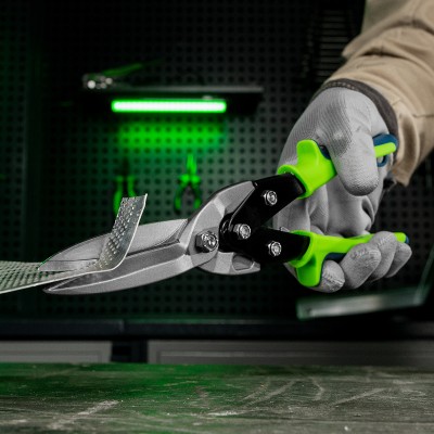 Ножницы по металлу, удлиненные, 285 мм, пряморежущие, двухкомпонентные обрезиненные рукоятки Сибртех