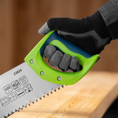 Ножовка по дереву "Зубец", 400 мм, шаг зуба 10 мм, каленый зуб 2D, двухкомпонентная рукоятка Сибртех