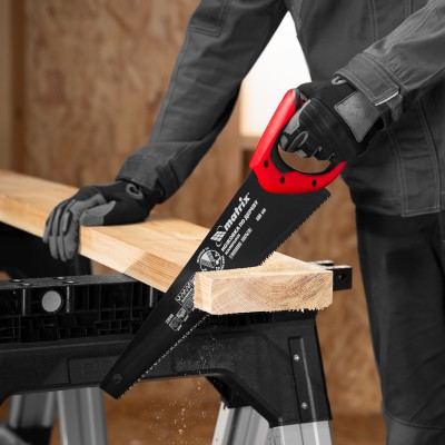 Ножовка по дереву, 400 мм, 7-8 TPI, зуб-3D, каленый зуб, тефлоновое покрытие полотна, двухкомпонентная рукоятка Matrix