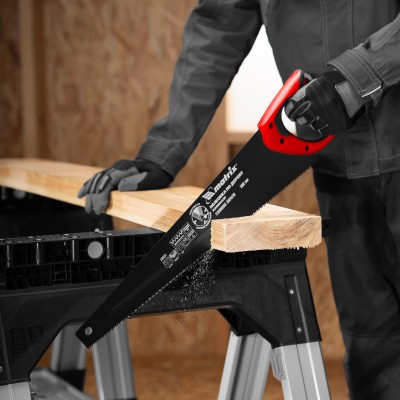 Ножовка по дереву, 500 мм, 7-8 TPI, зуб-3D, каленый зуб, тефлоновое покрытие полотна, двухкомпонентная рукоятка Matrix