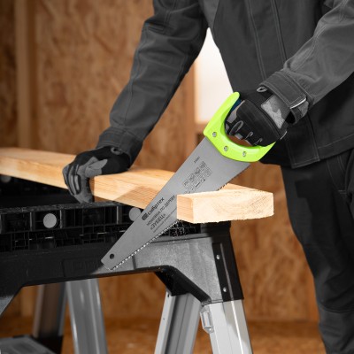 Ножовка по дереву "Зубец", 350 мм, 7-8 TPI, каленый зуб 2D, двухкомпонентная рукоятка Сибртех