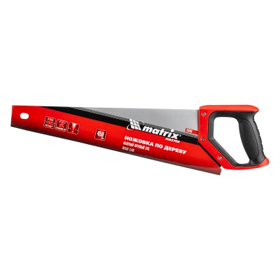 Ножовка по дереву, 450 мм, зуб 2D, каленый крупный зуб 5-6 TPI, двухкомпонентная рукоятка Matrix