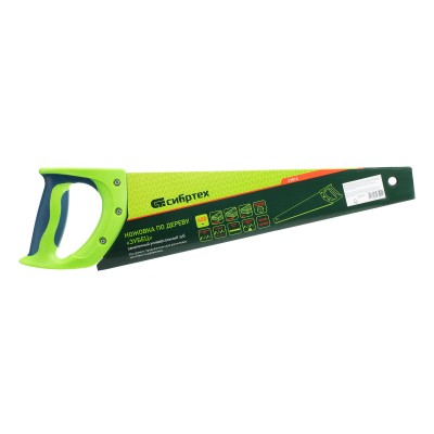 Ножовка по дереву "Зубец", 400 мм, 7-8 TPI, каленый зуб 2D, защитное покрытие, двухкомпонентная рукоятка Сибртех