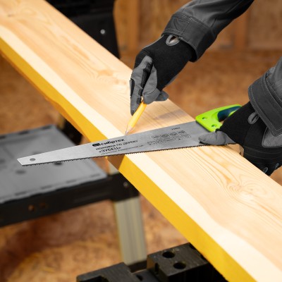 Ножовка по дереву "Зубец", 400 мм, 7-8 TPI, каленый зуб 2D, двухкомпонентная рукоятка Сибртех