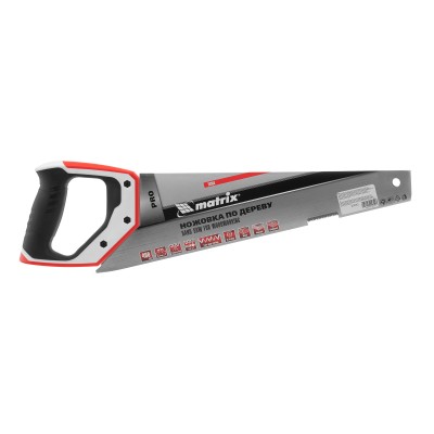 Ножовка по дереву для точных пильных работ, 400 мм, каленый зуб 3D, 14 TPI, трехкомпонентная рукоятка, Pro Matrix