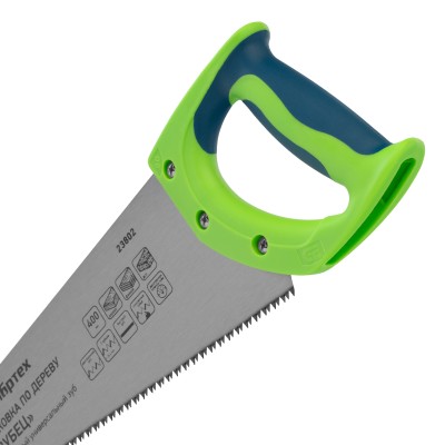 Ножовка по дереву "Зубец", 400 мм, 7-8 TPI, каленый зуб 2D, двухкомпонентная рукоятка Сибртех