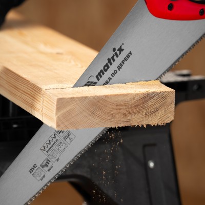 Ножовка по дереву, 500 мм, 7-8 TPI, зуб-3D, каленый зуб, двухкомпонентная рукоятка Matrix