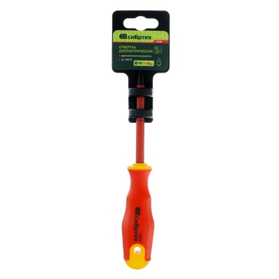 Отвертка диэлектрическая PH1 х 80 мм, CrV, до 1000 В, двухкомпонентная рукоятка Сибртех