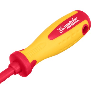 Отвертка Insulated, SL3 x 80 мм, CrMo, до 1000 В, двухкомпонентная рукоятка Matrix Professional Отвертка Insulated, SL3 x 80 мм, CrMo, до 1000 В, двухкомпонентная рукоятка Matrix Professional