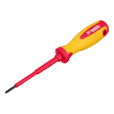 Отвертка Insulated, SL3 x 80 мм, CrMo, до 1000 В, двухкомпонентная рукоятка Matrix Professional Отвертка Insulated, SL3 x 80 мм, CrMo, до 1000 В, двухкомпонентная рукоятка Matrix Professional