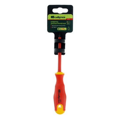 Отвертка диэлектрическая SL3 х 75 мм, CrV, до 1000 В, двухкомпонентная рукоятка Сибртех