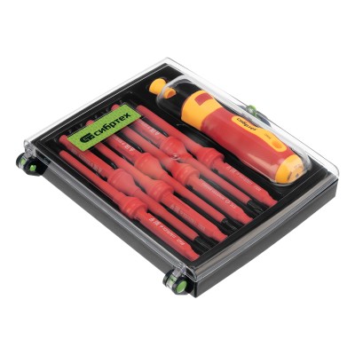 Отвертка со сменными жалами, диэлектрическая до 1000 В, 9 предметов, CrV Сибртех Отвертка со сменными жалами, диэлектрическая до 1000 В, 9 предметов, CrV Сибртех