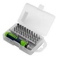 Отвертка реверсивная для точных работ с набором бит и торцевых головок, 32 предмета, CrV Сибртех Отвертка реверсивная для точных работ с набором бит и торцевых головок, 32 предмета, CrV Сибртех