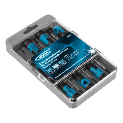 Набор отверток для точной механики, CrMo, двухкомпонентные рукоятки, 6 шт, пластиковый бокс Gross Набор отверток для точной механики, CrMo, двухкомпонентные рукоятки, 6 шт, пластиковый бокс Gross