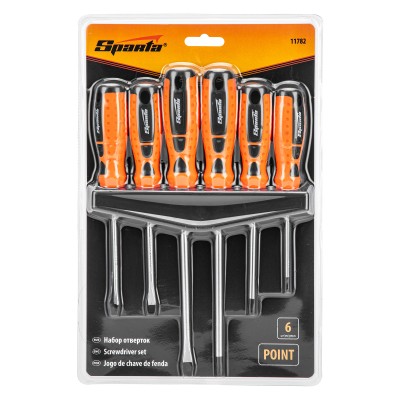Набор отверток "Point", CrV, двухкомпонентные рукоятки, 6 шт, Sparta