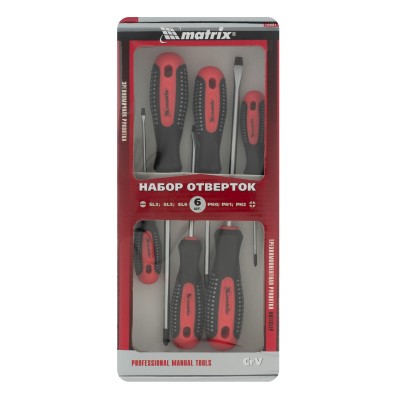 Набор профессиональных отверток Fusion, CrV, трехкомпонентная рукоятка antislip, 6 шт Matrix Набор профессиональных отверток Fusion, CrV, трехкомпонентная рукоятка antislip, 6 шт Matrix