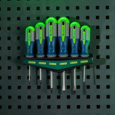 Набор отверток, CrV, трехкомпонентные рукоятки, 6 предметов Сибртех