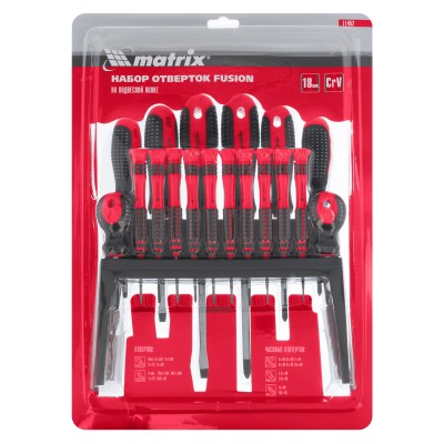 Набор отверток Fusion на подвесной полке 18 шт, CrV Matrix Набор отверток Fusion на подвесной полке 18 шт, CrV Matrix