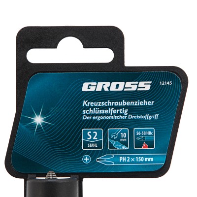 Отвертка PH2 x 150 мм, S2, трехкомпонентная ручка Gross Отвертка PH2 x 150 мм, S2, трехкомпонентная ручка Gross